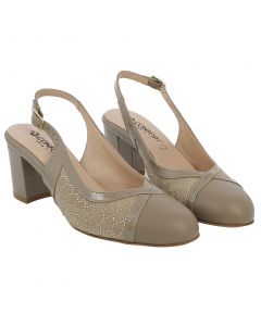 Sandalo beige con strass e slingback