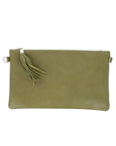 Green clutch bag with tassel