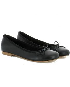 Black leather ballerina with frill