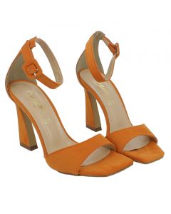 Sandalo arancione con cinturino e tacco 10