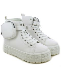 Sneaker alta bianca con borsellino