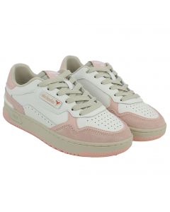 Sneaker in pelle bianca e rosa