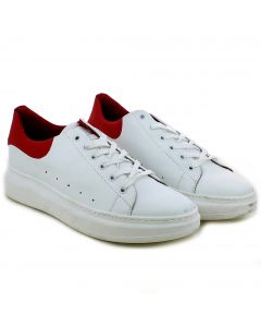 Sneaker bianca con tallone rosso