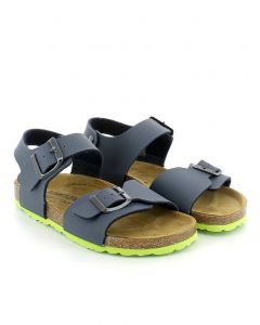 Blue fusbet sandal with double buckle