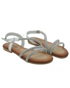 Sandalo con Listini Glitter Argento