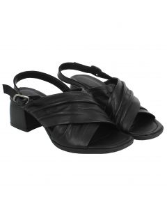 Sandalo incrociato nero con mezzo tacco